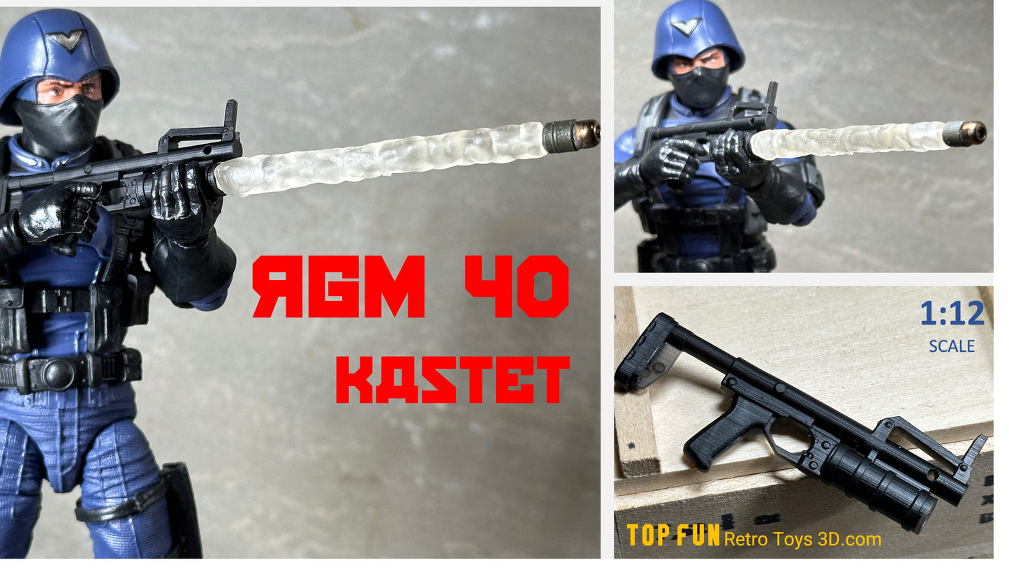 Custom action figure, custom gi joe accessories, 1 : 12 scale, custom toy weapons, custom gi joe guns, 40mm, grenade, launcher, HK, stock, 320, GL, m79, china lake, Russia, Vietnam, seals, NSW, pump, grid iron studios, gi joe classified