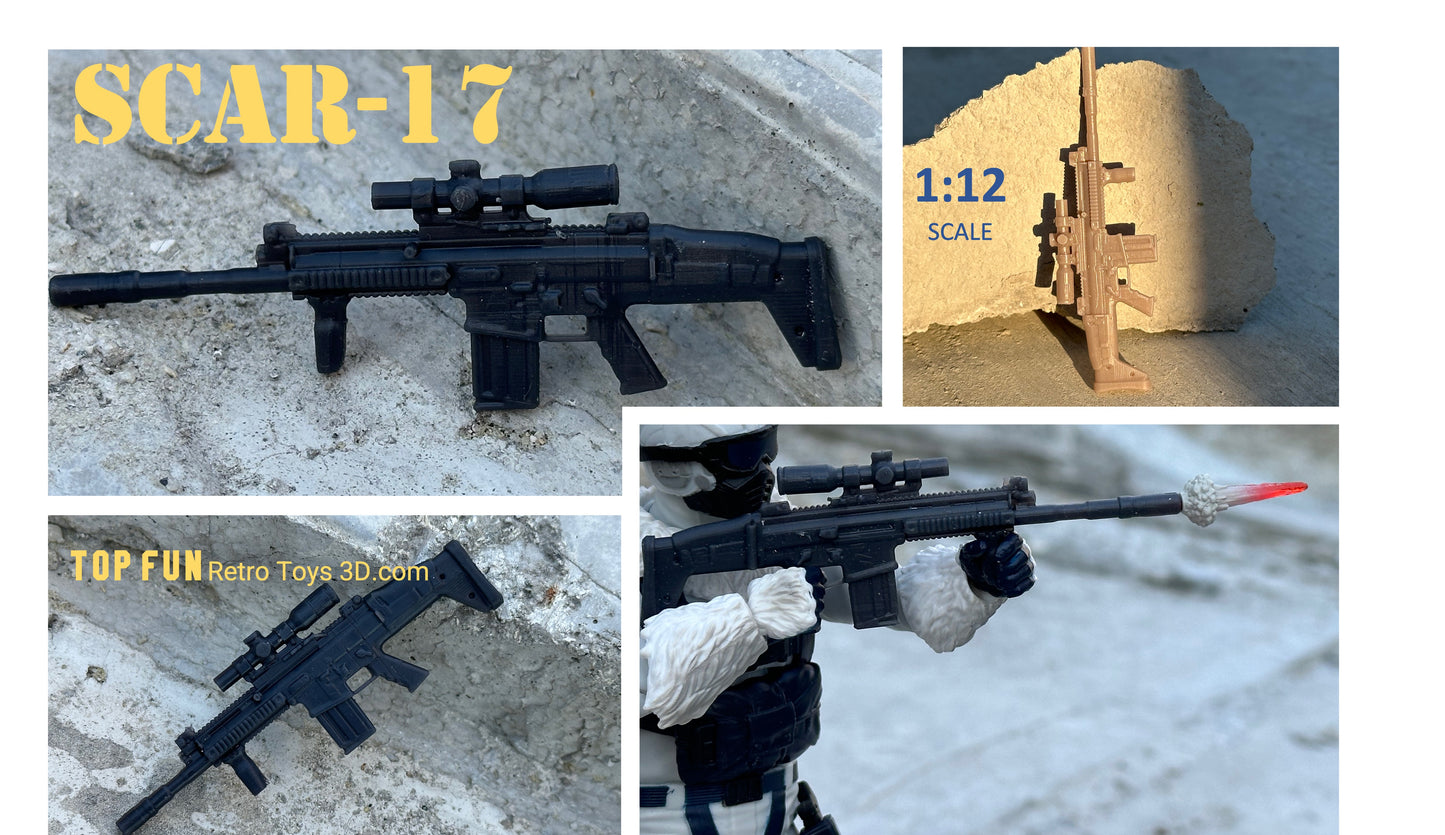 custom, action figure, gi Joe, classified, gun, gi joe classified series, valaverse, action force, 1:12, 1:12 scale, 1/12, 1/12 scale, weapon, rifle, Marvel Legends, Gridiron, Gridiron studios, Call of Duty, acr, bushmaster, magpul, masada, remington, army, special, forces, seal, dev, gru, adaptive, combat, assault, FN, scar, 17, scar 17, mk 17, heavy, 7.62