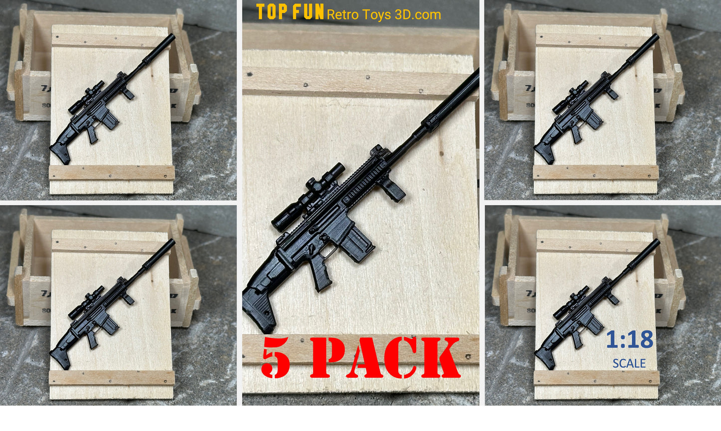 Custom gi joe weapons, rifle, gun, scar, 17, arah, joy toy, super 7, 1:18, 118, 1 18, 1/18, original, gridiron studios