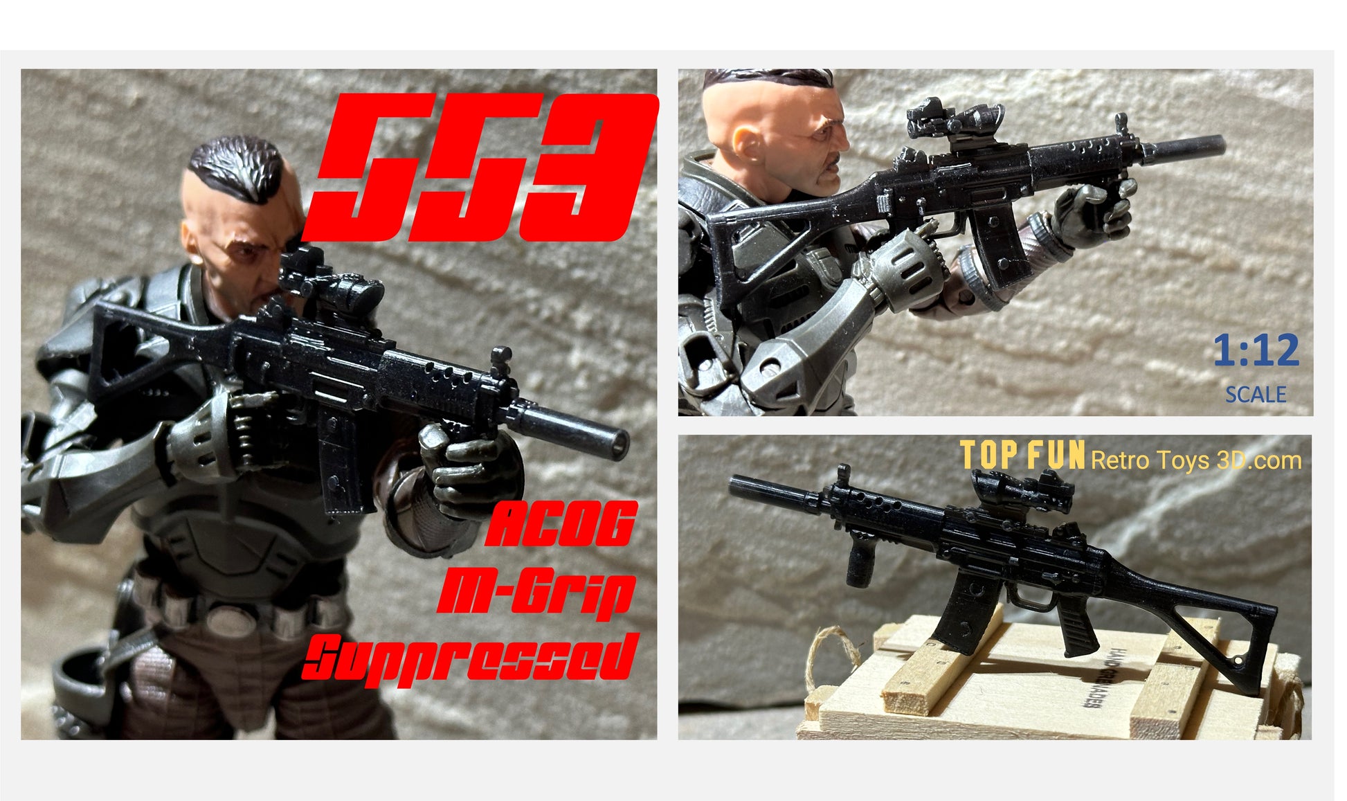 custom, action figure, gi Joe, classified, gun, gi joe classified series, valaverse, action force, 1:12, 1:12 scale, 1/12, 1/12 scale, weapon, rifle, Gridiron, Gridiron studios, Call of Duty, retro, sig, 550, 551, 553, 556, grau, 5.56, 556