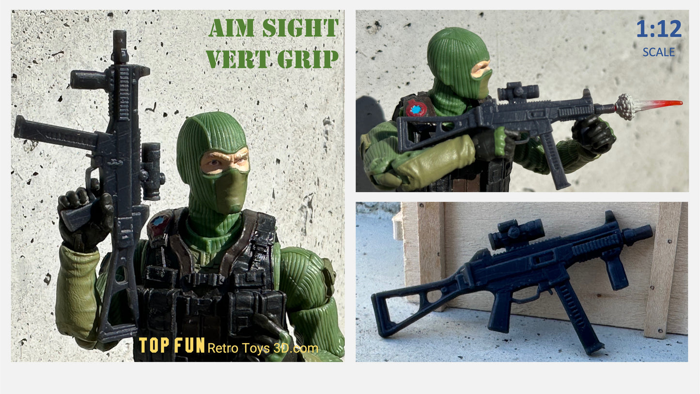 gi Joe, classified, gun, gi joe classified series, valaverse, action force, 1:12, 1:12 scale, 1/12, 1/12 scale, weapon, Marvel Legends, Gridiron, Gridiron studios, custom action figure, HK, UMP, aimpoint, eotech, sub, machine, gun, 