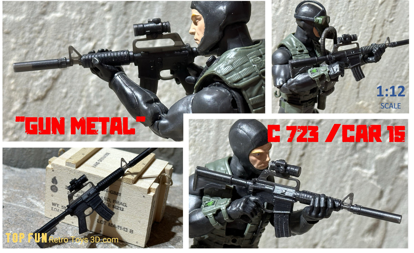 custom, action figure, gi Joe, classified, gun, gi joe classified series, valaverse, action force, 1:12, 1:12 scale, 1/12, 1/12 scale, weapon, rifle, Marvel Legends, Gridiron, Gridiron studios, Call of Duty, retro, black, hawk, down, blood, diamond, gordy, gary, Gordon,colt, 723, car-15, hero, movie