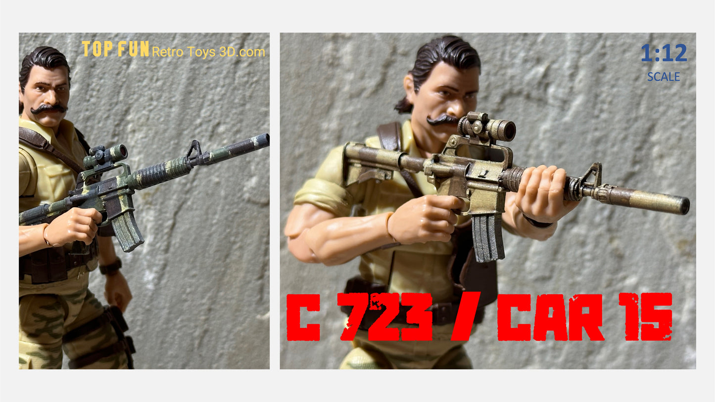 custom, action figure, gi Joe, classified, gun, gi joe classified series, valaverse, action force, 1:12, 1:12 scale, 1/12, 1/12 scale, weapon, rifle, Marvel Legends, Gridiron, Gridiron studios, Call of Duty, retro, black, hawk, down, blood, diamond, gordy, gary, Gordon,colt, 723, car-15, hero, movie