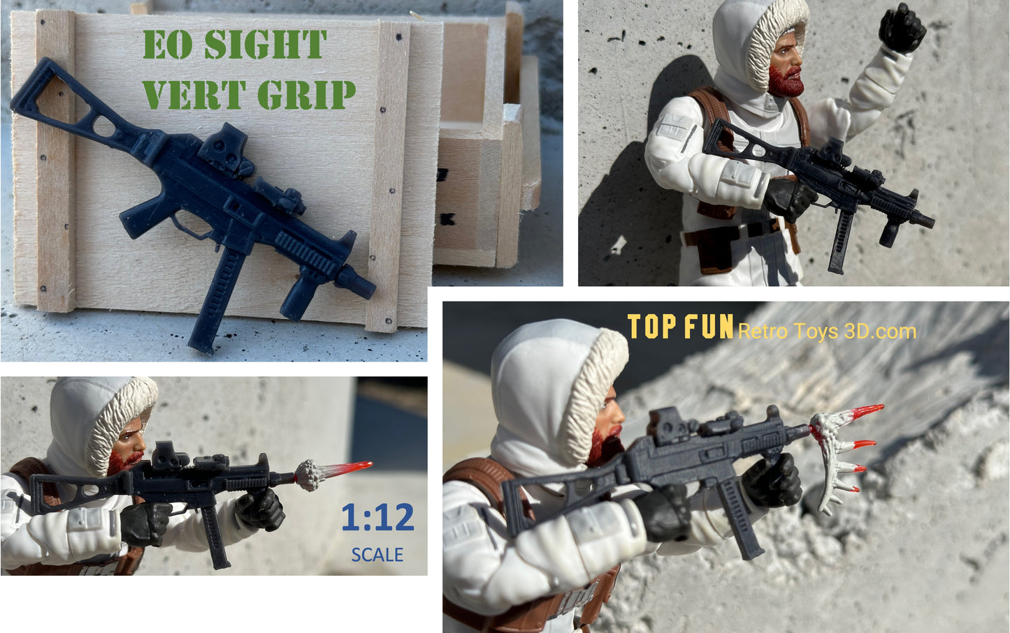 gi Joe, classified, gun, gi joe classified series, valaverse, action force, 1:12, 1:12 scale, 1/12, 1/12 scale, weapon, Marvel Legends, Gridiron, Gridiron studios, custom action figure, HK, UMP, aimpoint, eotech, sub, machine, gun, 