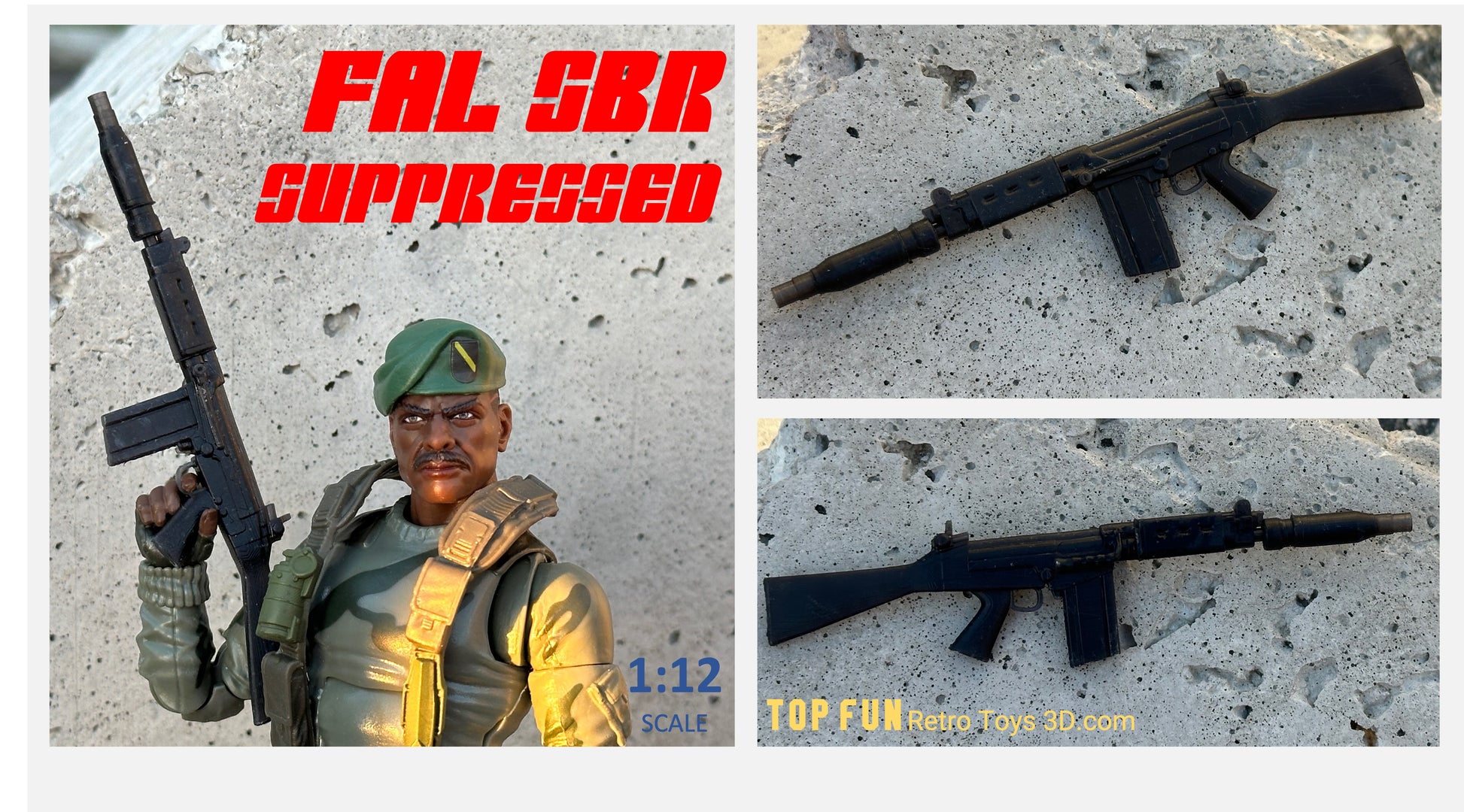 custom, action figure, gi Joe, classified, gun, gi joe classified series, valaverse, action force, 1:12, 1:12 scale, 1/12, 1/12 scale, weapon, rifle, Marvel Legends, Gridiron, Gridiron studios, Call of Duty, FAL, para, retro, FN FAL, FN, para, para FAL