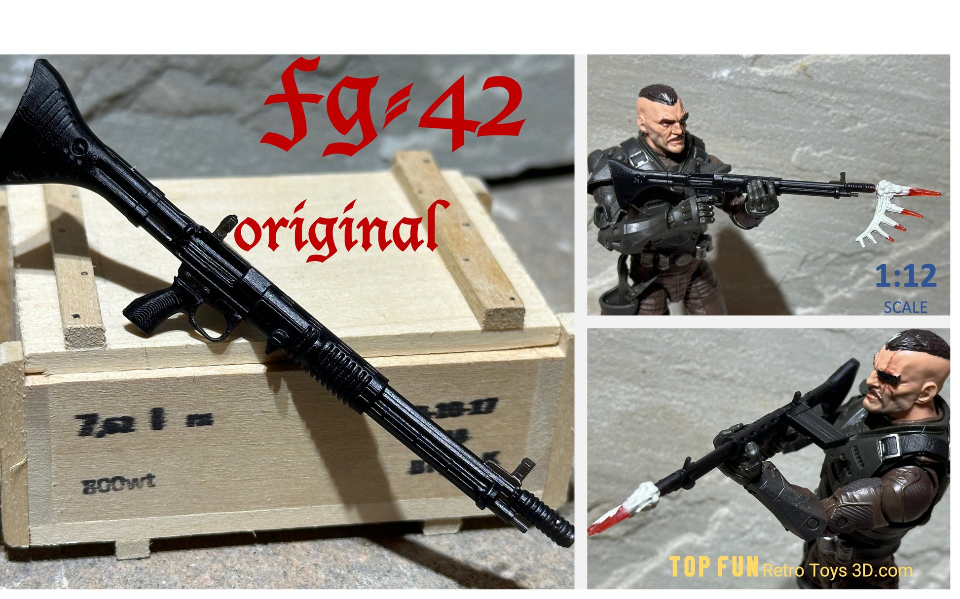 custom gi joe accessories, 1 : 12 scale, custom toy weapons, custom, action figure, gi Joe, classified, gun, valaverse, action force, 1 : 12, 1:12, 1/12, 1 12, 112, weapon, rifle, pistol Gridiron, studios, Call of Duty, fg, 42, fg42, fg-42, ww2, wwii, german