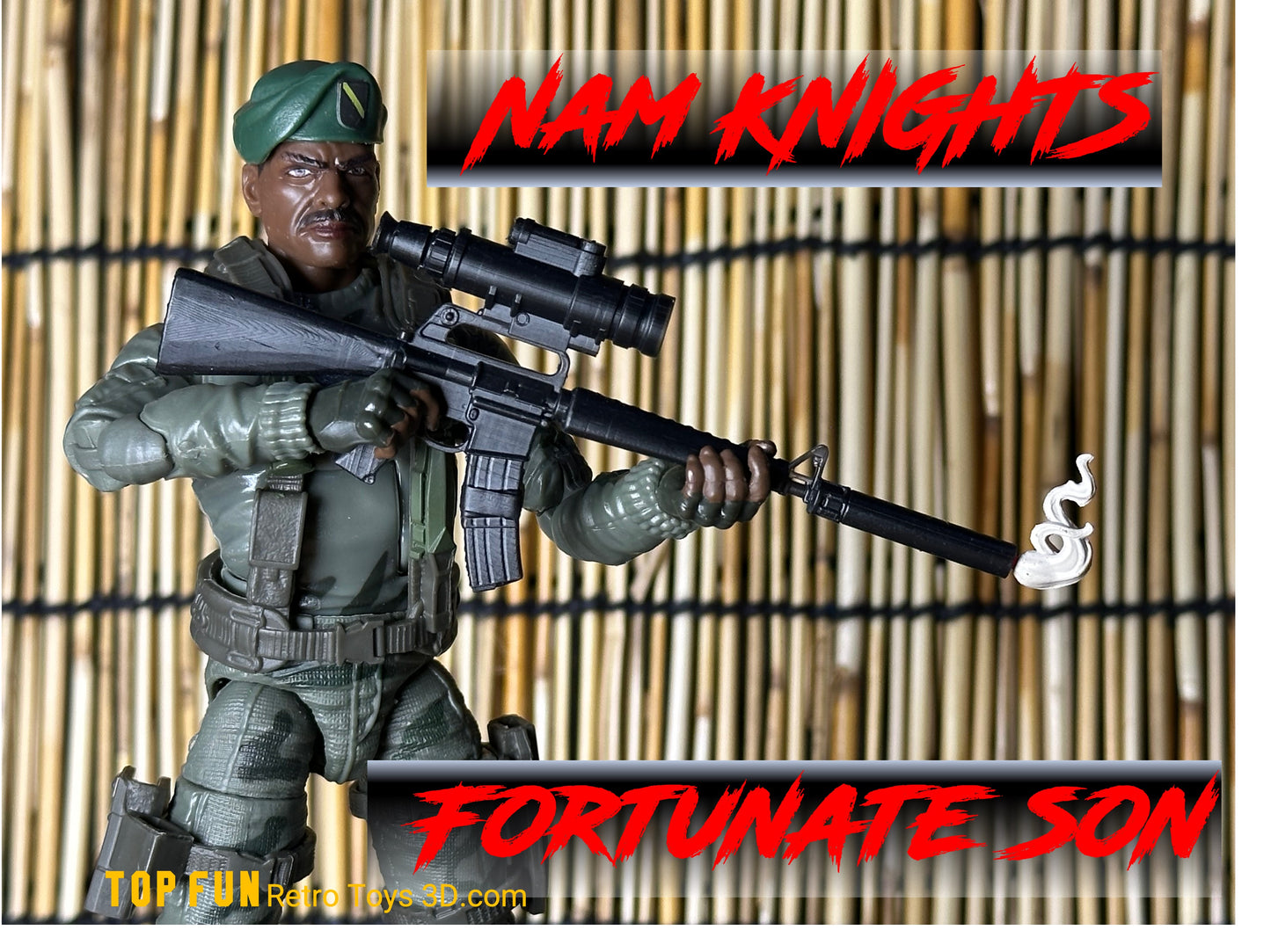 1:12 Scale M16A1 & XM177E2 Weapons with M203, ANPVS-2 & OEG for GI Joe Classified
Custom 1:12 M16A1 XM177E2 GI Joe Classified – M203 + Starlight Scope + Colt 3x
Period Correct 1/12 Scale M16A1 / XM177E2 Rifles & Accessories – 3D Printed GI Joe

Shop authentic 1:12 scale M16A1 and XM177E2 rifles for GI Joe Classified – fully 3D printed with period-correct M203 grenade launcher, ANPVS-2 Starlight Scope, OEG sight & Colt 3x optics. Custom painted MIL SPEC options. Perfect Vietnam-era loadouts! Free US shipping