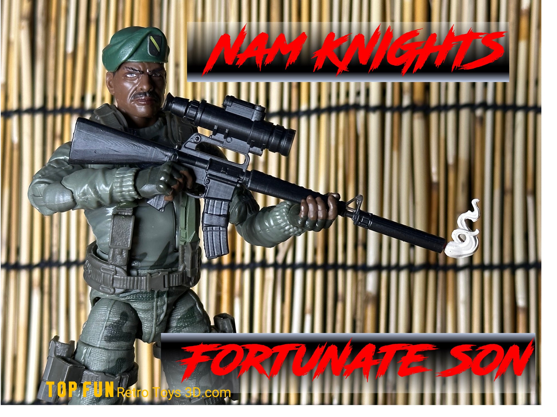 1:12 Scale M16A1 & XM177E2 Weapons with M203, ANPVS-2 & OEG for GI Joe Classified
Custom 1:12 M16A1 XM177E2 GI Joe Classified – M203 + Starlight Scope + Colt 3x
Period Correct 1/12 Scale M16A1 / XM177E2 Rifles & Accessories – 3D Printed GI Joe

Shop authentic 1:12 scale M16A1 and XM177E2 rifles for GI Joe Classified – fully 3D printed with period-correct M203 grenade launcher, ANPVS-2 Starlight Scope, OEG sight & Colt 3x optics. Custom painted MIL SPEC options. Perfect Vietnam-era loadouts! Free US shipping