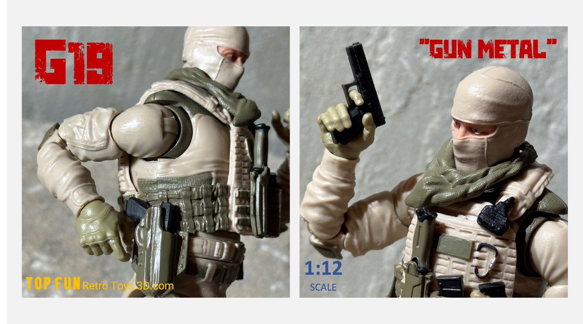 custom gi joe accessories, 1 : 12 scale, custom toy weapons, tactical, action figure, gi Joe, classified, gun, valaverse, action force, 1 : 12, 1:12, 1/12, 1 12, 112, weapon, rifle, pistol Gridiron, studios, Call of Duty, glock, HK, mk 23, usp,sig, pistol, suppress, optic, hand gun, gi joe classified custom accessories