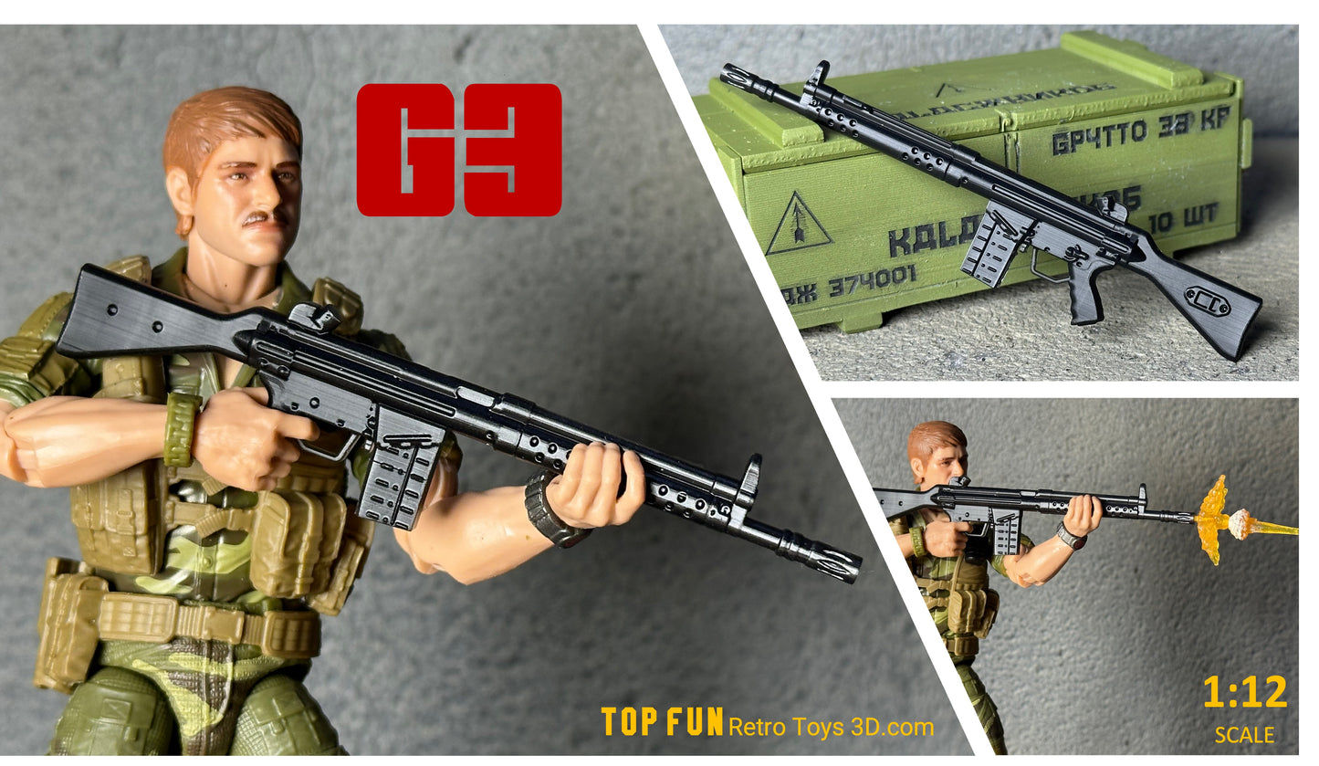 Custom action figure, custom gi joe accessories, 1 : 12 scale, custom toy weapons, custom gi joe guns, custom action figure accessories, personalized action figure, gi joe classified custom accessories, custom gi joe figure, make your own action figure, custom action figure maker, custom made action figure, custom action figures for sale, custom action figures website, gridiron, grid iron, studio, gi joe accessories, custom gi joe guns, grid iron, studio, HK G3, psg-1, hk23, g3k, g3 rifle, 