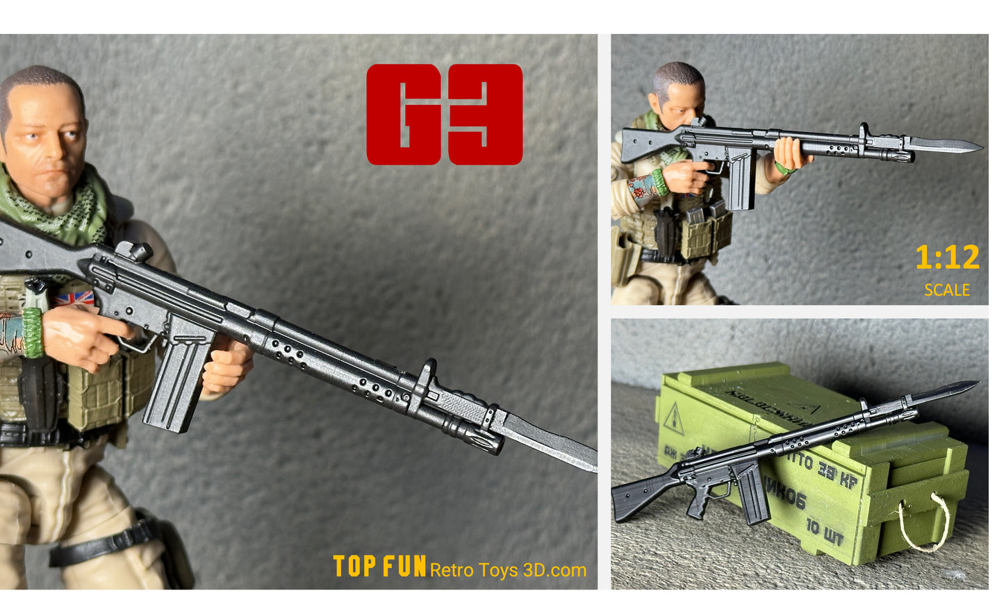 Custom action figure, custom gi joe accessories, 1 : 12 scale, custom toy weapons, custom gi joe guns, custom action figure accessories, personalized action figure, gi joe classified custom accessories, custom gi joe figure, make your own action figure, custom action figure maker, custom made action figure, custom action figures for sale, custom action figures website, gridiron, grid iron, studio, gi joe accessories, custom gi joe guns, grid iron, studio, HK G3, psg-1, hk23, g3k, g3 rifle, 