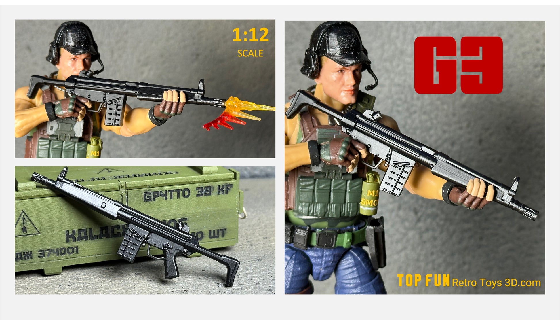Custom action figure, custom gi joe accessories, 1 : 12 scale, custom toy weapons, custom gi joe guns, custom action figure accessories, personalized action figure, gi joe classified custom accessories, custom gi joe figure, make your own action figure, custom action figure maker, custom made action figure, custom action figures for sale, custom action figures website, gridiron, grid iron, studio, gi joe accessories, custom gi joe guns, grid iron, studio, HK G3, psg-1, hk23, g3k, g3 rifle, 