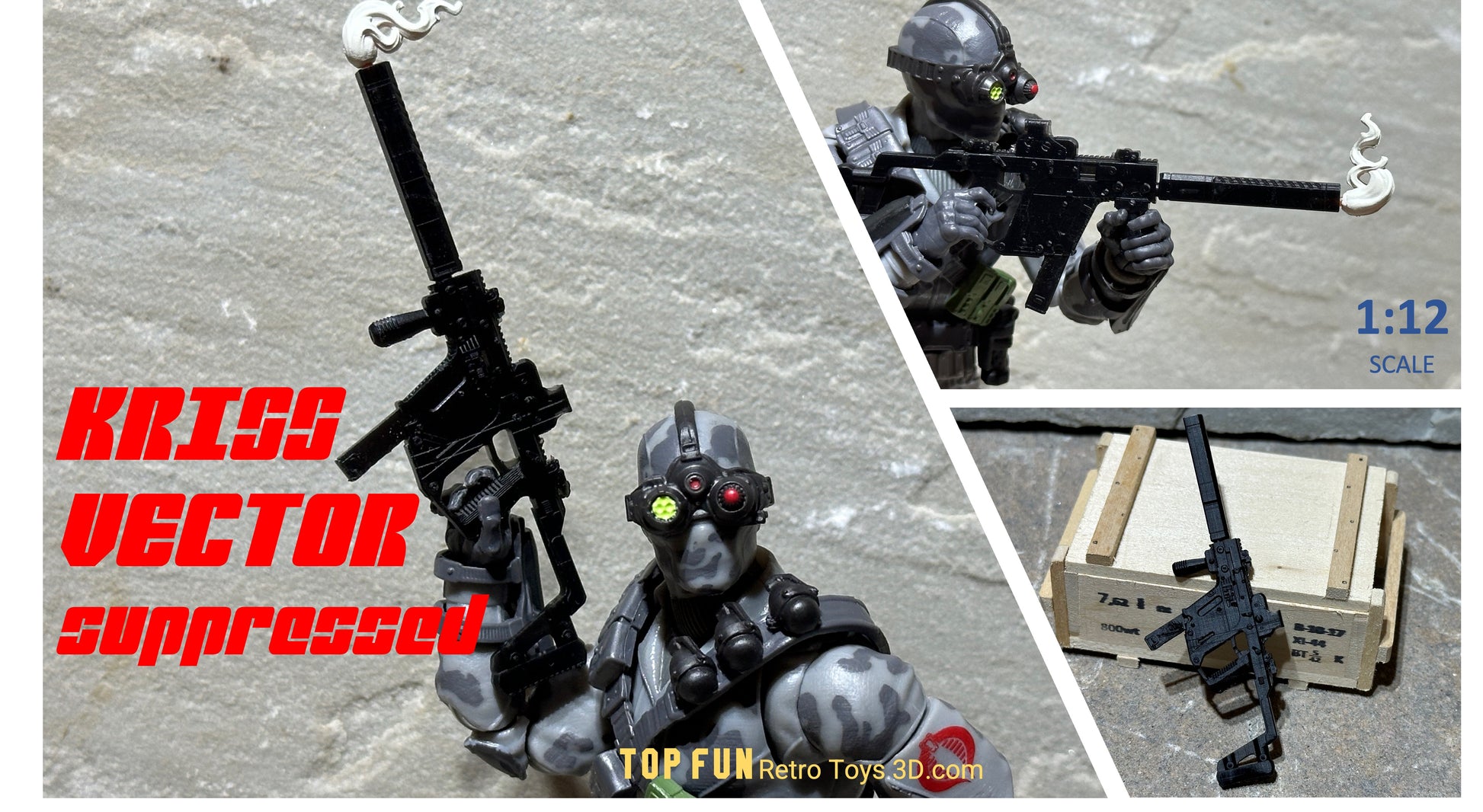 custom gi joe accessories, 1 : 12 scale, custom toy weapons, custom, action figure, gi Joe, classified, gun, valaverse, action force, 1 : 12, 1:12, 1/12, 1 12, 112, weapon, rifle, pistol Gridiron, studios, Call of Duty, kriss, vector, sub, machine, smg, 