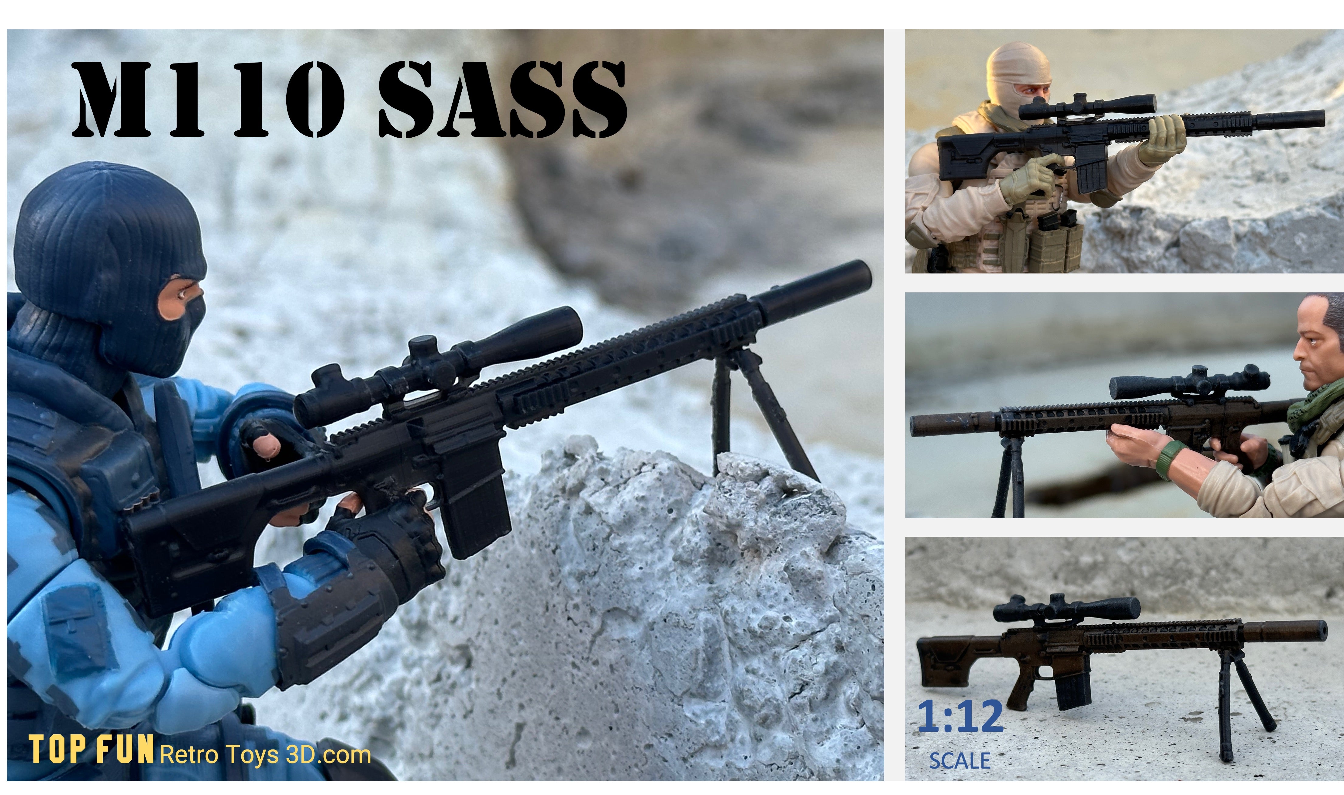 M110 SASS Sniper Rifle 1:12 Scale – Top Fun Retro Toys 3d