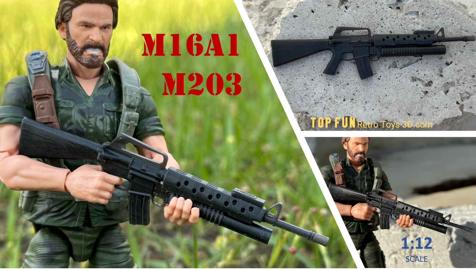 custom, action figure, gi Joe, classified, gun, gi joe classified series, valaverse, action force, 1:12, 1:12 scale, 1/12, 1/12 scale, weapon, rifle, Gridiron, Gridiron studios, Call of Duty, M-16a1, XM177e2, CAR-15, GAU 5, Vietnam, outback, tunnel rat, stalker, falcon, m16, retro, 