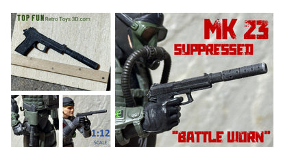 custom gi joe accessories, 1 : 12 scale, custom toy weapons, tactical, action figure, gi Joe, classified, gun, valaverse, action force, 1 : 12, 1:12, 1/12, 1 12, 112, weapon, rifle, pistol Gridiron, studios, Call of Duty, glock, HK, mk 23, usp,sig, pistol, suppress, optic, hand gun, gi joe classified custom accessories