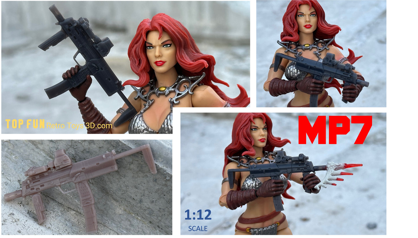 custom, action figure, gi Joe, classified, gun, gi joe classified series, valaverse, action force, 1:12, 1:12 scale, 1/12, 1/12 scale, weapon, rifle, Marvel Legends, Gridiron, Gridiron studios, Call of Duty, HK, MP7, a1, DEVGRU, seal team, 6, smg, sub, machine, gun, red, sonya, red sonya, baroness