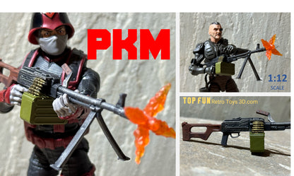 custom, action figure, gi Joe, classified, gun, gi joe classified series, valaverse, action force, 1:12, 1:12 scale, 1/12, 1 12, 112, scale, weapon, rifle, Gridiron, Gridiron studios, Call of Duty, retro, PKM, machine, machine gun, soviet, Russian, ak, block