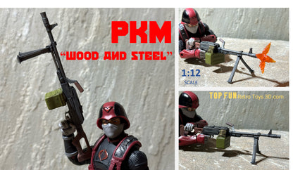 custom, action figure, gi Joe, classified, gun, gi joe classified series, valaverse, action force, 1:12, 1:12 scale, 1/12, 1 12, 112, scale, weapon, rifle, Gridiron, Gridiron studios, Call of Duty, retro, PKM, machine, machine gun, soviet, Russian, ak, block