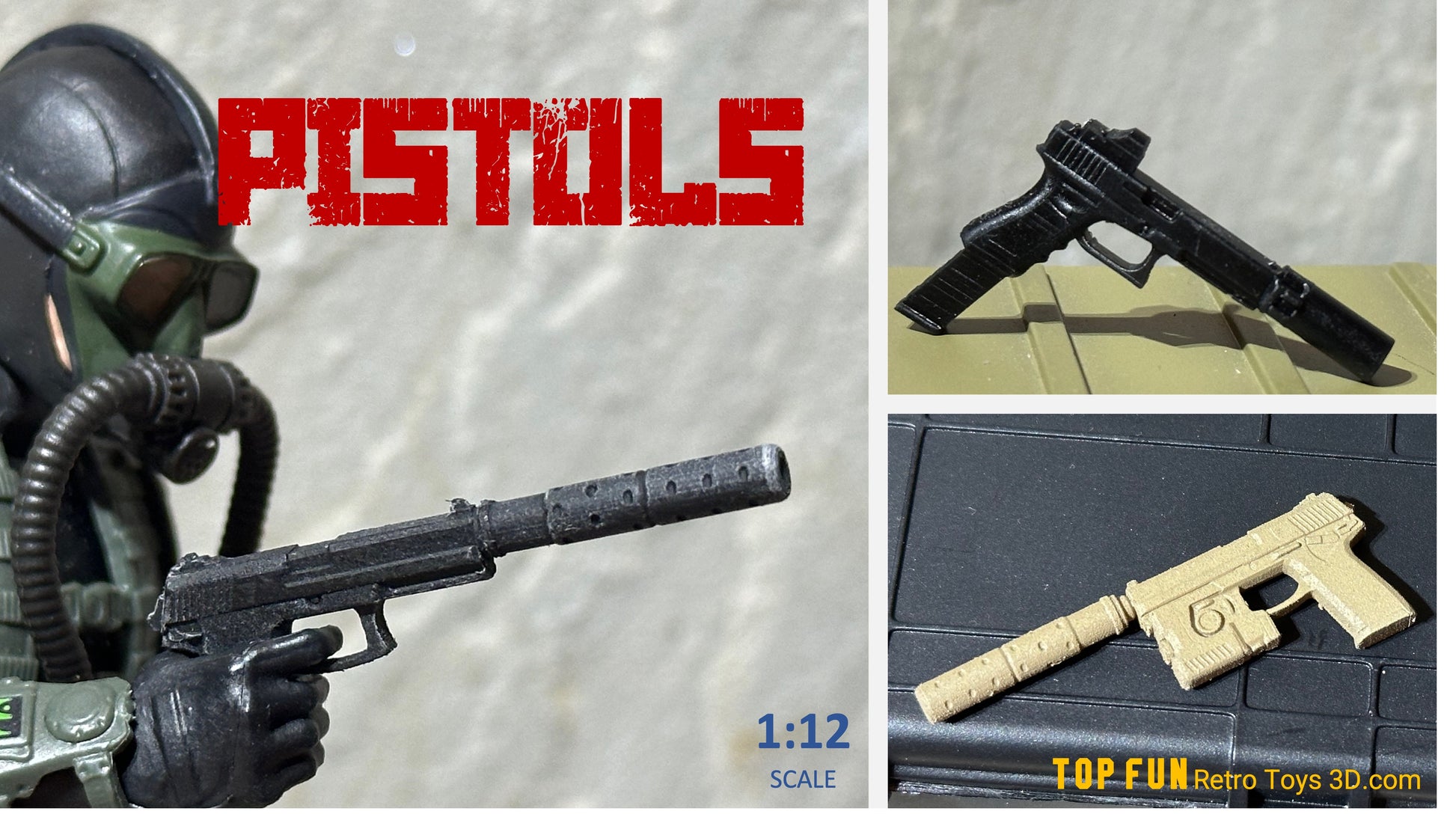 custom gi joe accessories, 1 : 12 scale, custom toy weapons, tactical, action figure, gi Joe, classified, gun, valaverse, action force, 1 : 12, 1:12, 1/12, 1 12, 112, weapon, rifle, pistol Gridiron, studios, Call of Duty, glock, HK, mk 23, usp,sig, pistol, suppress, optic, hand gun, gi joe classified custom accessories