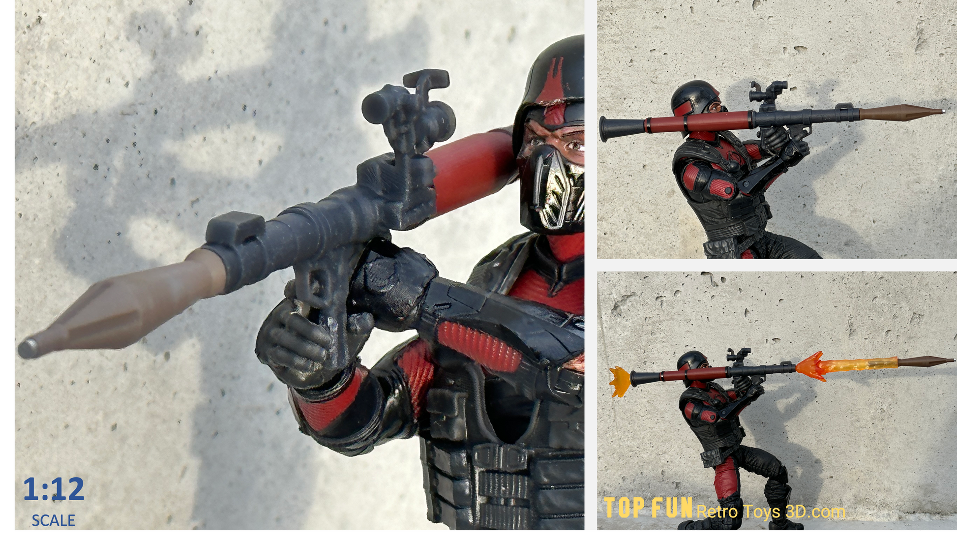 gi Joe classified, gi joe classified series, gi joe gun, valaverse action force, star wars black series, 1:12 scale, 1/12, gun, weapon, Marvel Legends, Gridiron, Gridiron studios, Cobra, Khyber pass, spetsnaz, rpg, rpg-7, rocket propelled grenade, launcher, blast effects, hiss tank