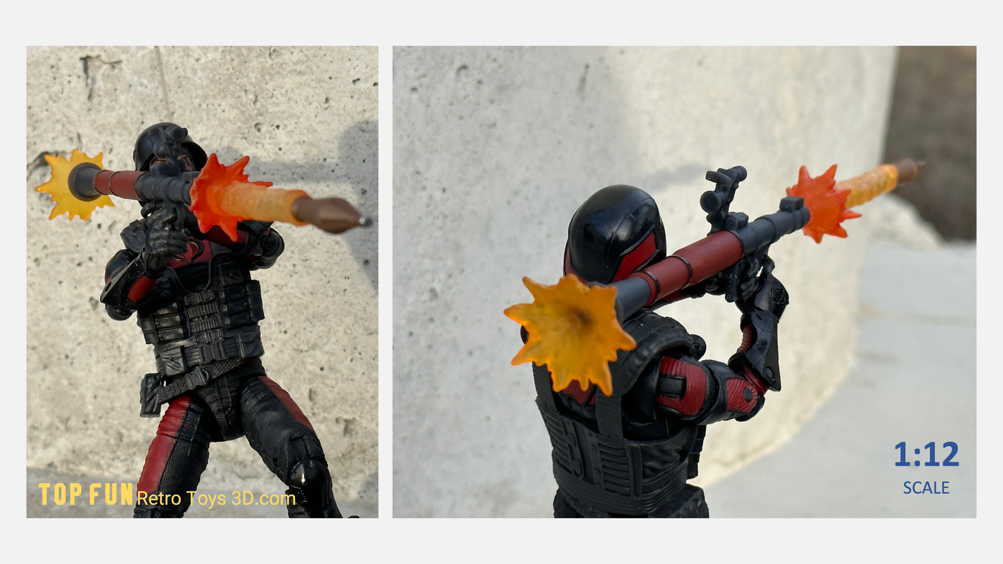 gi Joe classified, gi joe classified series, gi joe gun, valaverse action force, star wars black series, 1:12 scale, 1/12, gun, weapon, Marvel Legends, Gridiron, Gridiron studios, Cobra, Khyber pass, spetsnaz, rpg, rpg-7, rocket propelled grenade, launcher, blast effects, hiss tank, 