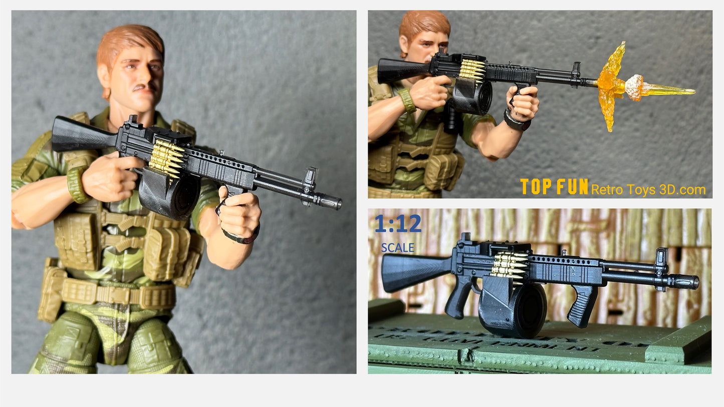 Custom action figure, custom gi joe accessories, 1 : 12 scale, custom toy weapons, custom gi joe guns, custom action figure accessories, personalized action figure, gi joe classified custom accessories, custom gi joe figure, make your own action figure, custom action figure maker, custom made action figure, custom action figures for sale, custom action figures website, gridiron, grid iron, studio, gi joe accessories, custom gi joe guns, grid iron, studio, Stoner 63, stoner rifle, stoner machine gun, Vietnam