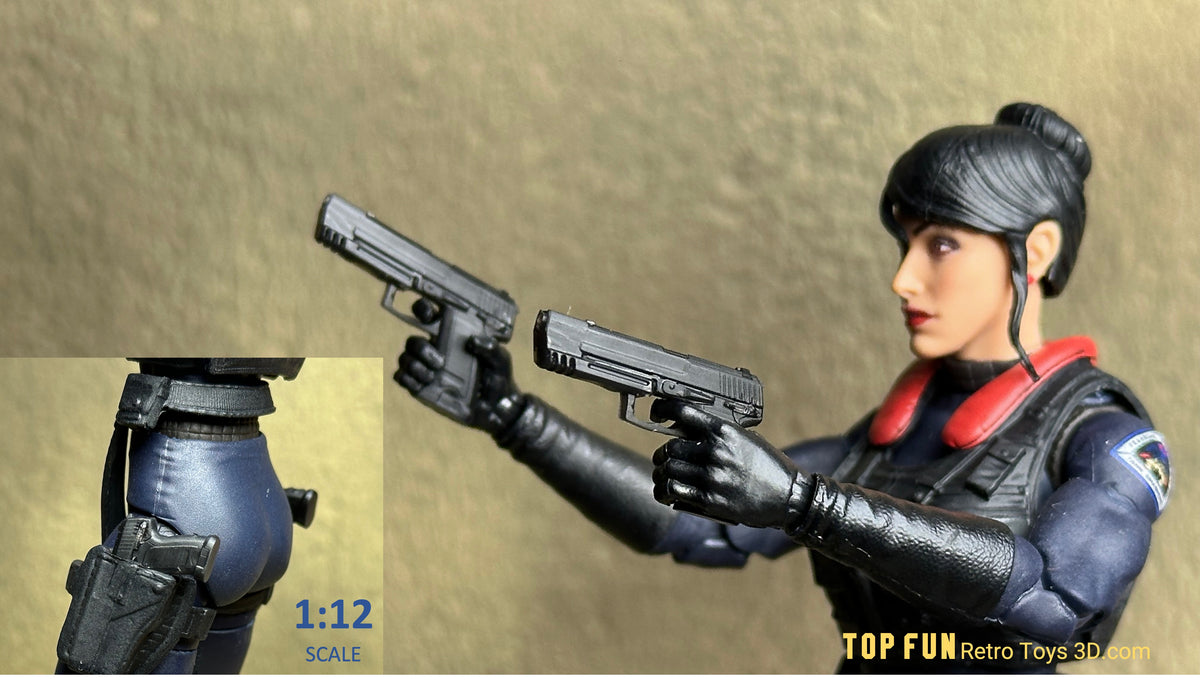 Upgrade your GI Joe Classified Lara Croft with accurate dual USP 9mm Match pistols. 1:12 scale Tomb Raider weapons designed for the 2026 crossover figure. Made in the USA.
Primary keywords / phrases
•	GI Joe Classified Lara Croft dual pistols
•	Tomb Raider USP 9mm Match 1:12
•	Lara Croft Classified Series pistols
•	Accurate Tomb Raider dual pistols GI Joe
•	1:12 scale USP Match handguns Lara Croft
•	Classified Series Tomb Raider weapons
•	GI Joe x Tomb Raider pistol upgrade
Secondary / supporting
•	6 inch s