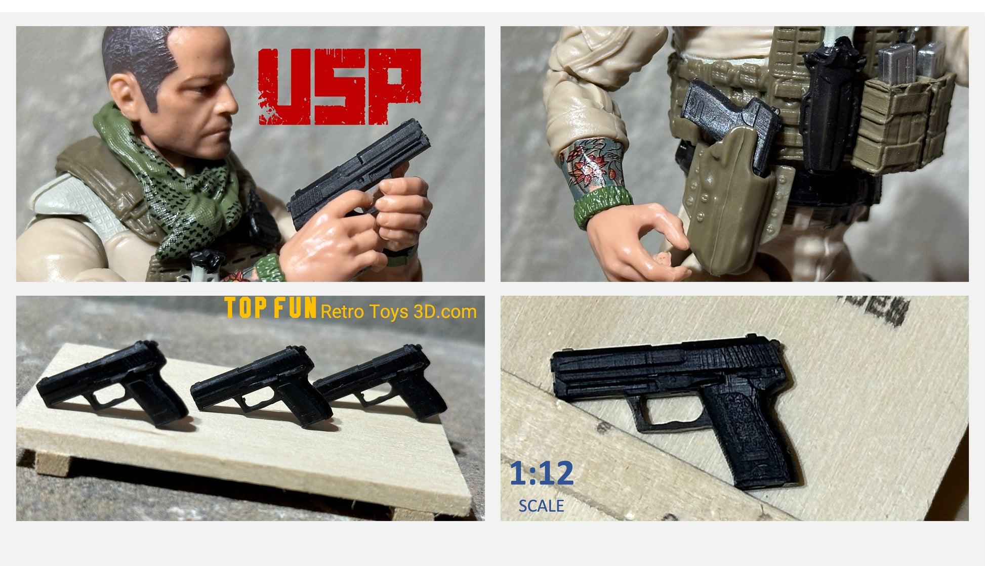 custom gi joe accessories, 1 : 12 scale, custom toy weapons, tactical, action figure, gi Joe, classified, gun, valaverse, action force, 1 : 12, 1:12, 1/12, 1 12, 112, weapon, rifle, pistol Gridiron, studios, Call of Duty, glock, HK, mk 23, usp,sig, pistol, suppress, optic, hand gun, gi joe classified custom accessories